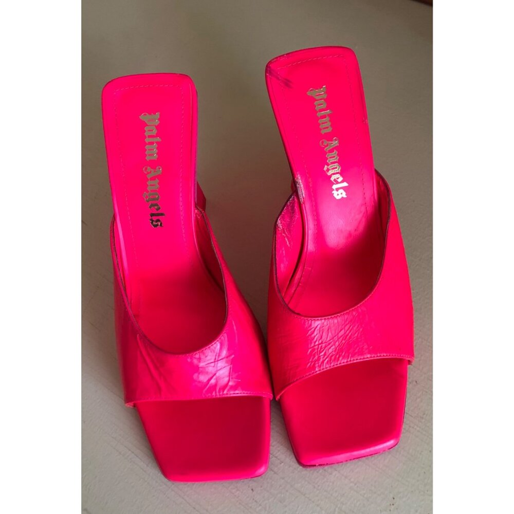 Women's Palm Angels Mule FUCHSIA Neon Pink Palm Tree Heel Size 37 / 6.5 - Picture 3 of 12